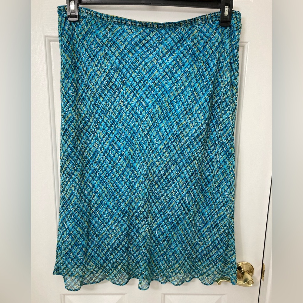 Venezia Blue and Green Patterned Maxi Skirt